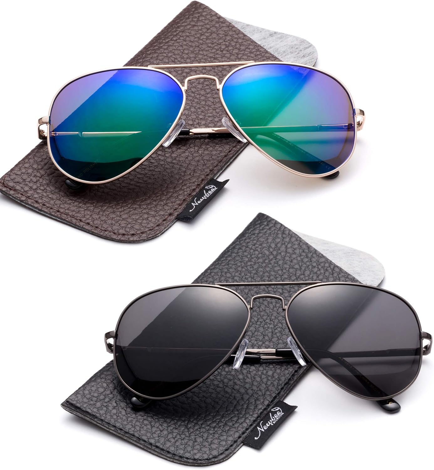 

Поляризованные солнцезащитные очки-авиаторы с зеркальными линзами. Классические поляризованные солнцезащитные очки-авиаторы, маленький размер Newbee Fashion Sunglasses, 2 Pack - Green Mirror & Gunmetal/Smoke