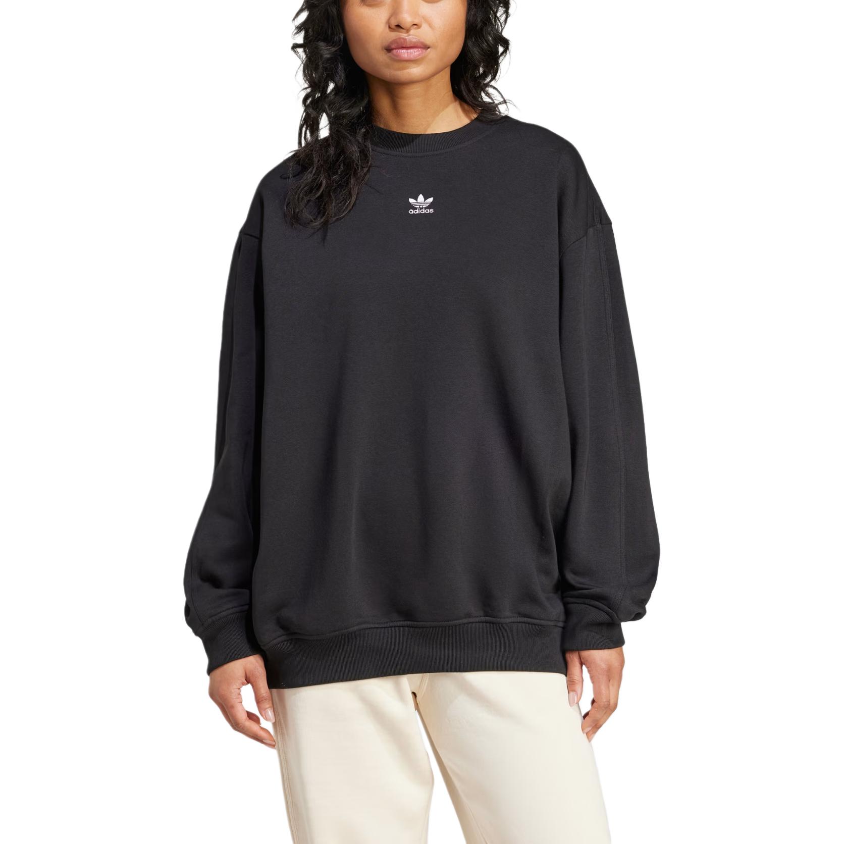 Свитшот Adidas Originals Essentials Fleece Long Oversized Crew, черный — фото 2