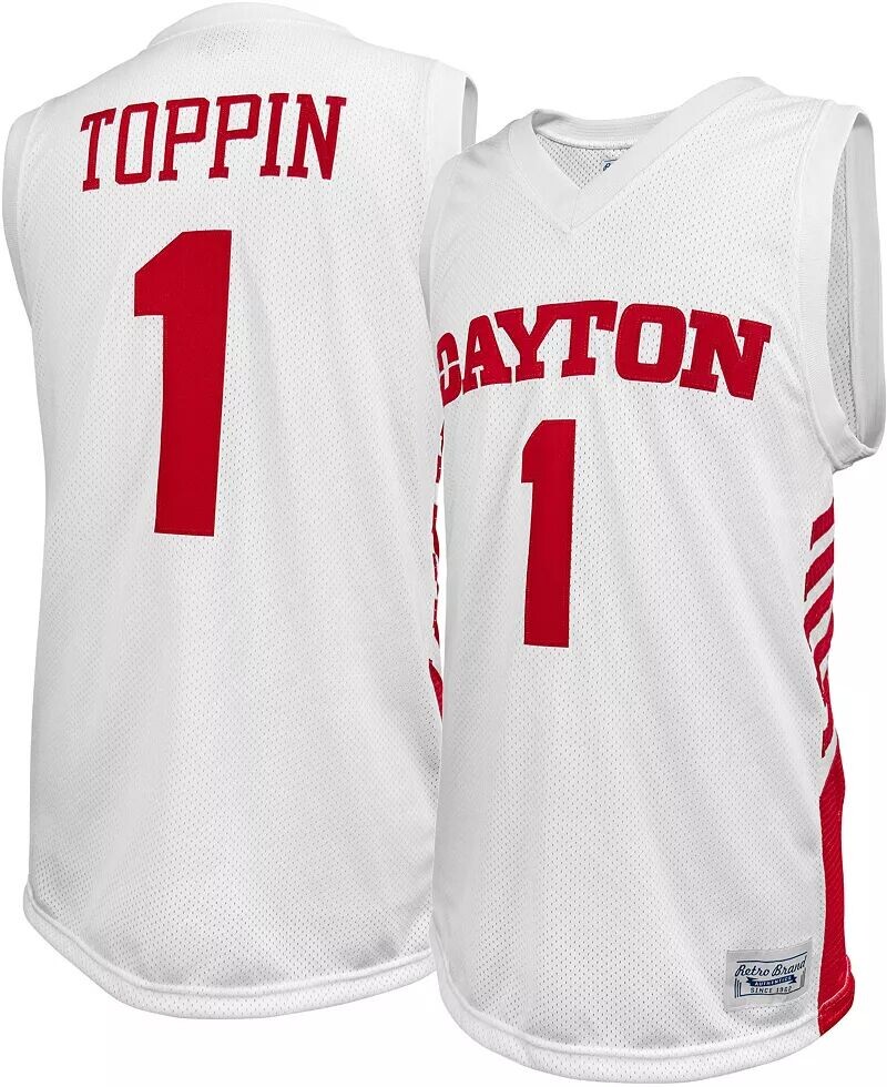 

Оригинальная Мужская Retro Brand Баскетбольная майка Dayton Flyers Obi Toppin #1, белая реплика