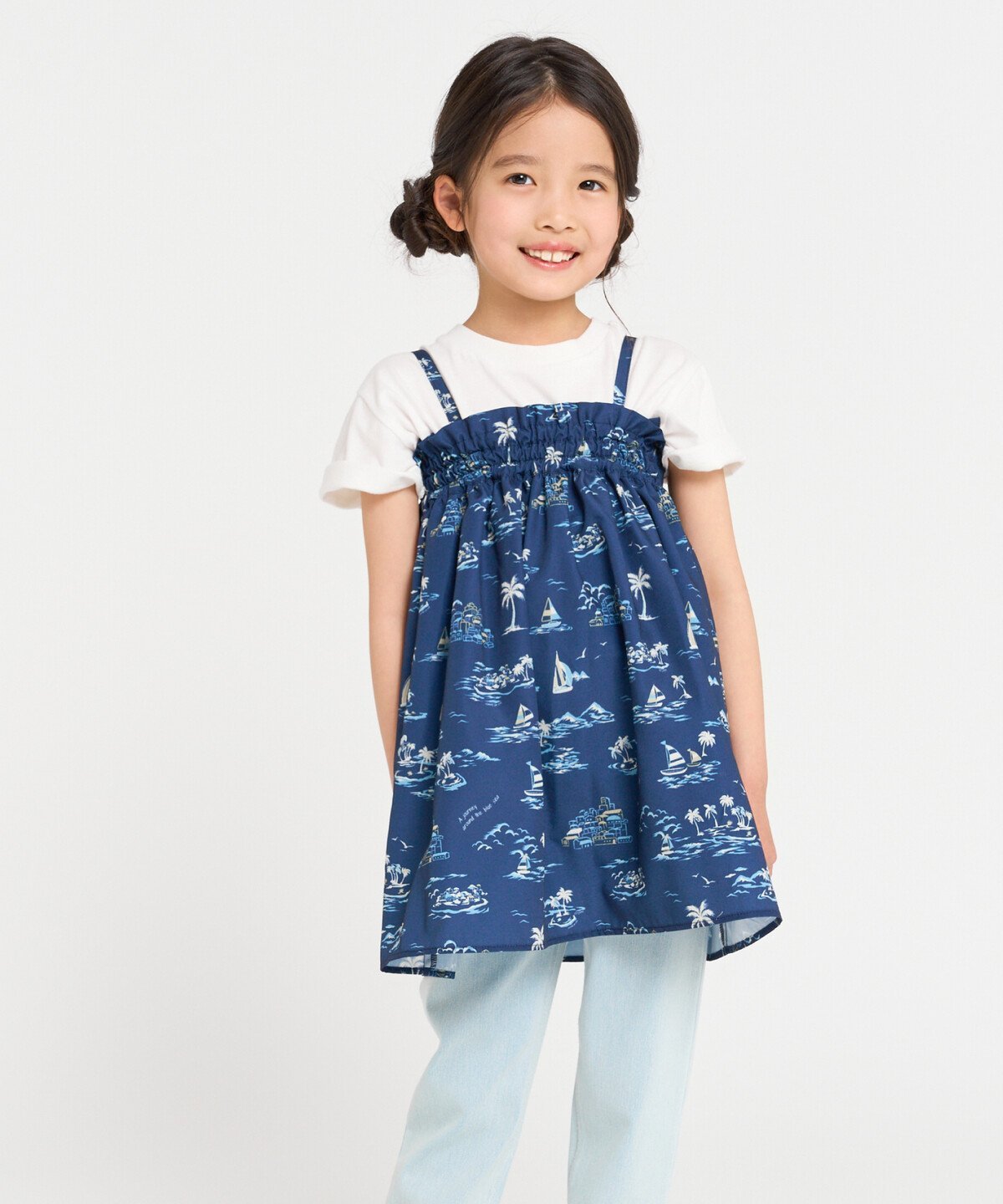 Двусторонняя туника Marine Aloha Pattern Comme Ca Ism, Navy