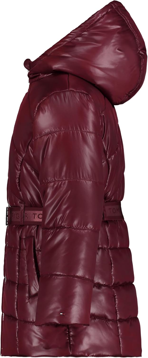 Длинная куртка Tommy Hilfiger для девочек с подкладкой из флиса, Logo Belt Tawny Port — фото 2