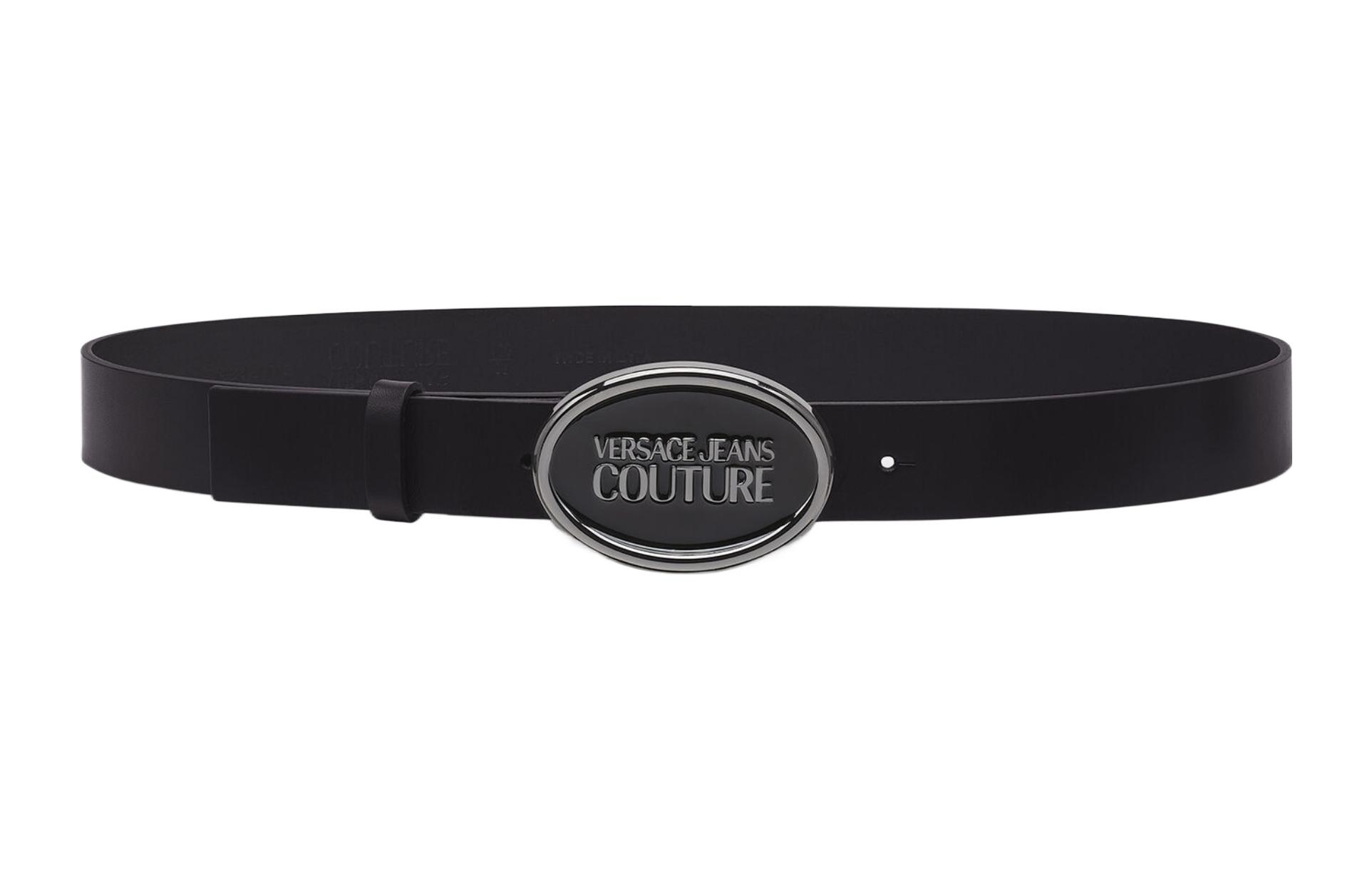 

VERSACE JEANS COUTURE Кожаный мужской ремень черный, Black