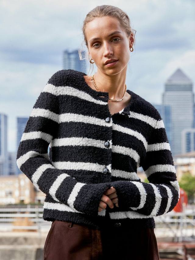 

Кардиган в полоску из букле Ro&Zo, Black