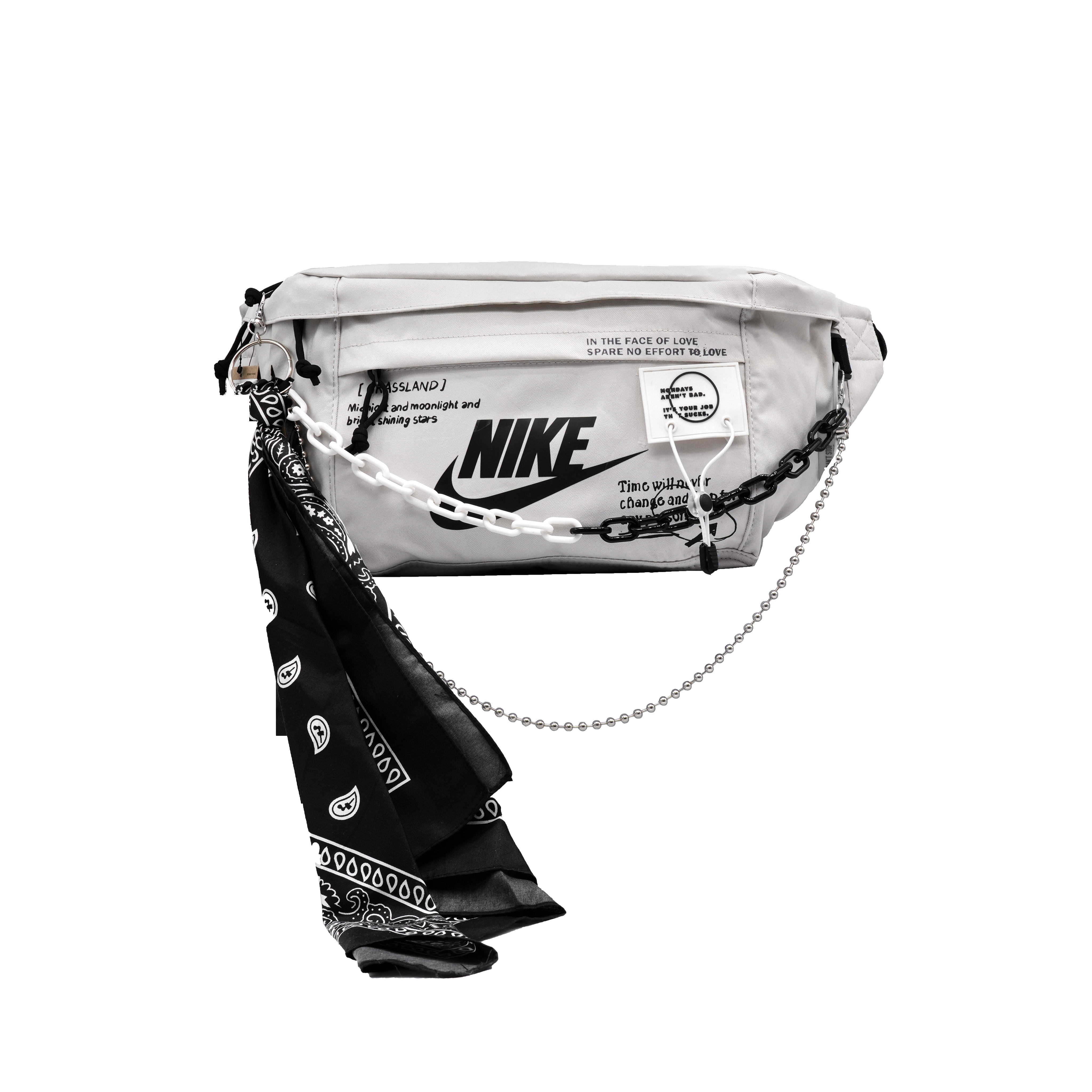 

Nike Цепочка из ткани инновационная поясная сумка унисекс черный белый, Black White