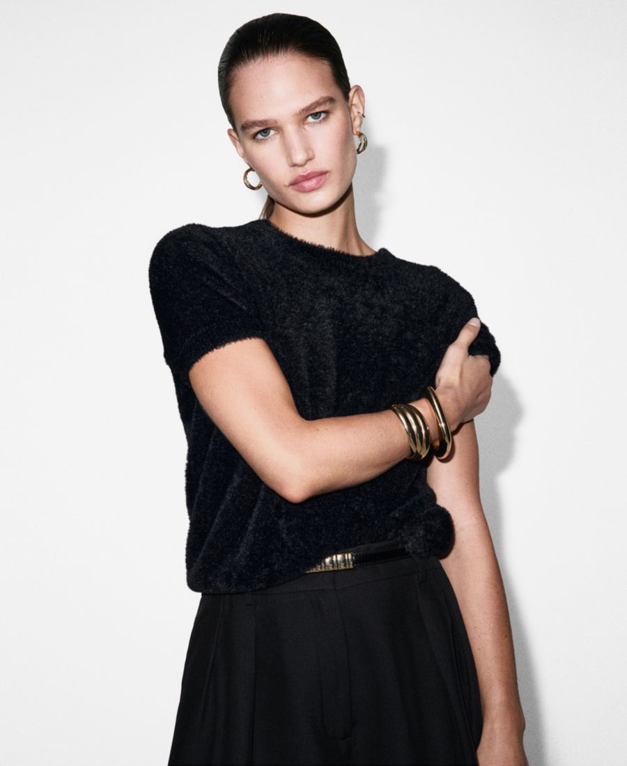 

Женский свитер из искусственного меха MANGO, Black