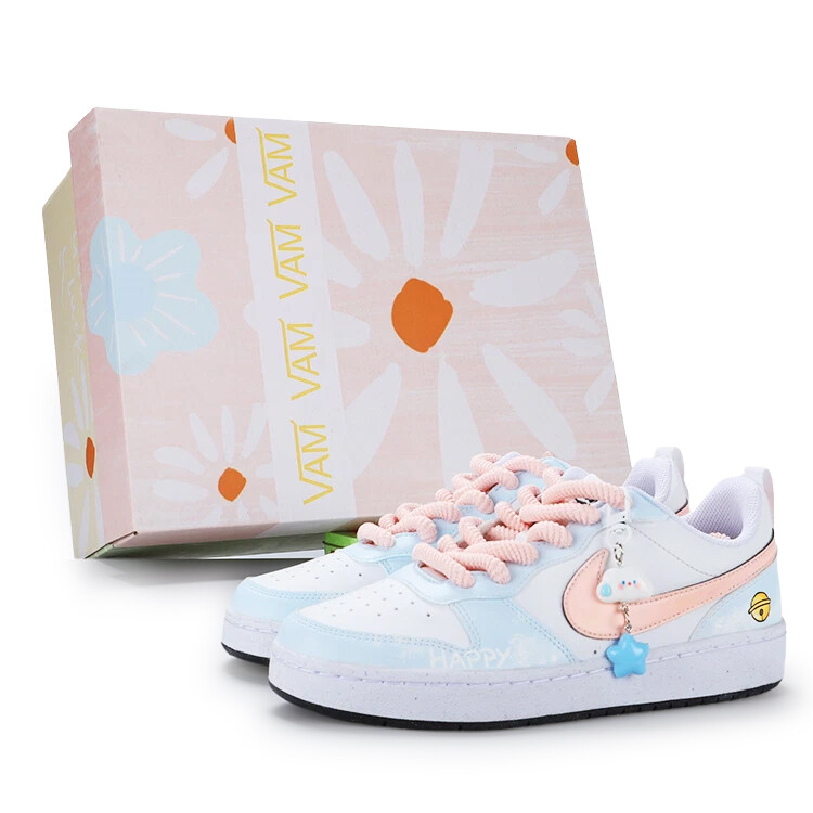 

Кроссовки Nike Court Borough Skateboard Shoes Women's Low-Top White, Синий, Кроссовки Nike Court Borough Skateboard Shoes Women's Low-Top White