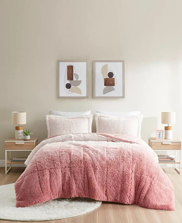 

Brielle Ombre Shaggy Faux Fur 2 шт. Комплект одеял, Twin/Twin XL Intelligent Design, синий