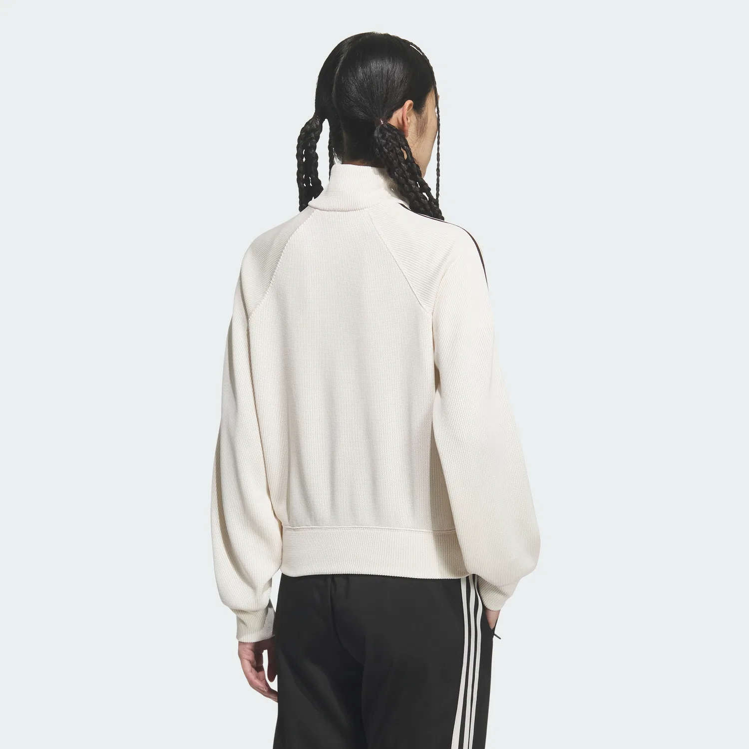 Женский вязаный спортивный топ-баллон на молнии цвета Wonder White от Adidas — фото 2