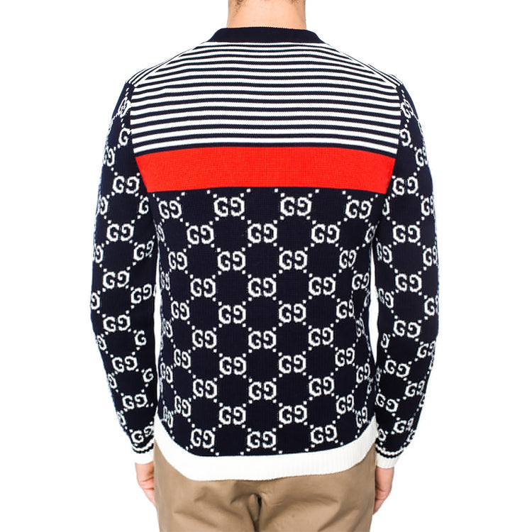 Кардиган Gucci Classic Full Logo Stitching Wool Knitted Cardigan For Men Navy — фото 3