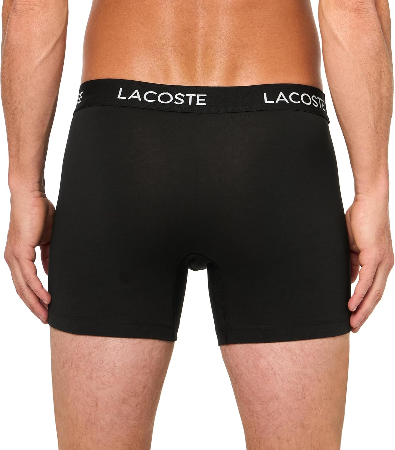 Lacoste мужские хлопковые эластичные боксеры Essentials, 7 штук, Black With Black Waistbands (New) — фото 3
