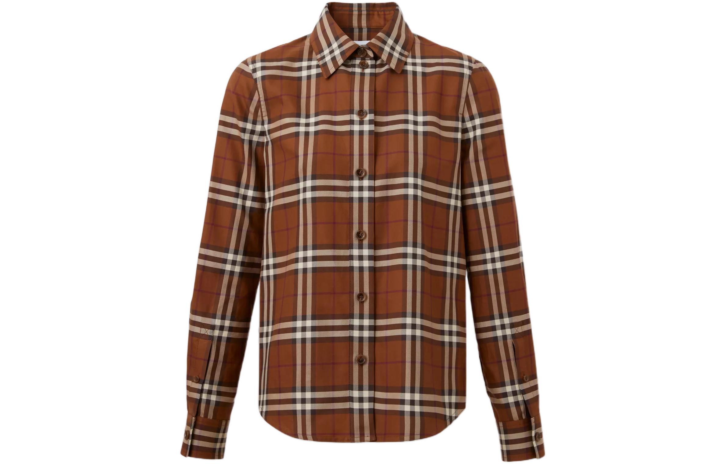 Рубашка Burberry с длинным рукавом, проверенная, темно-березово-коричневый — фото 3
