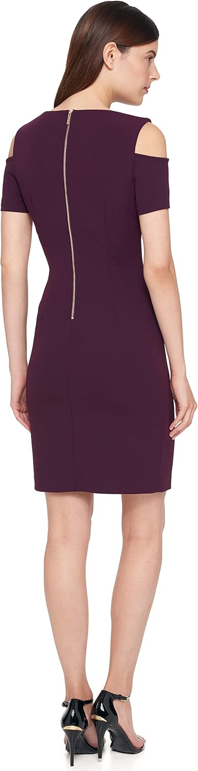Женское платье Tommy Hilfiger с открытыми плечами и короткими рукавами, Aubergine — фото 3