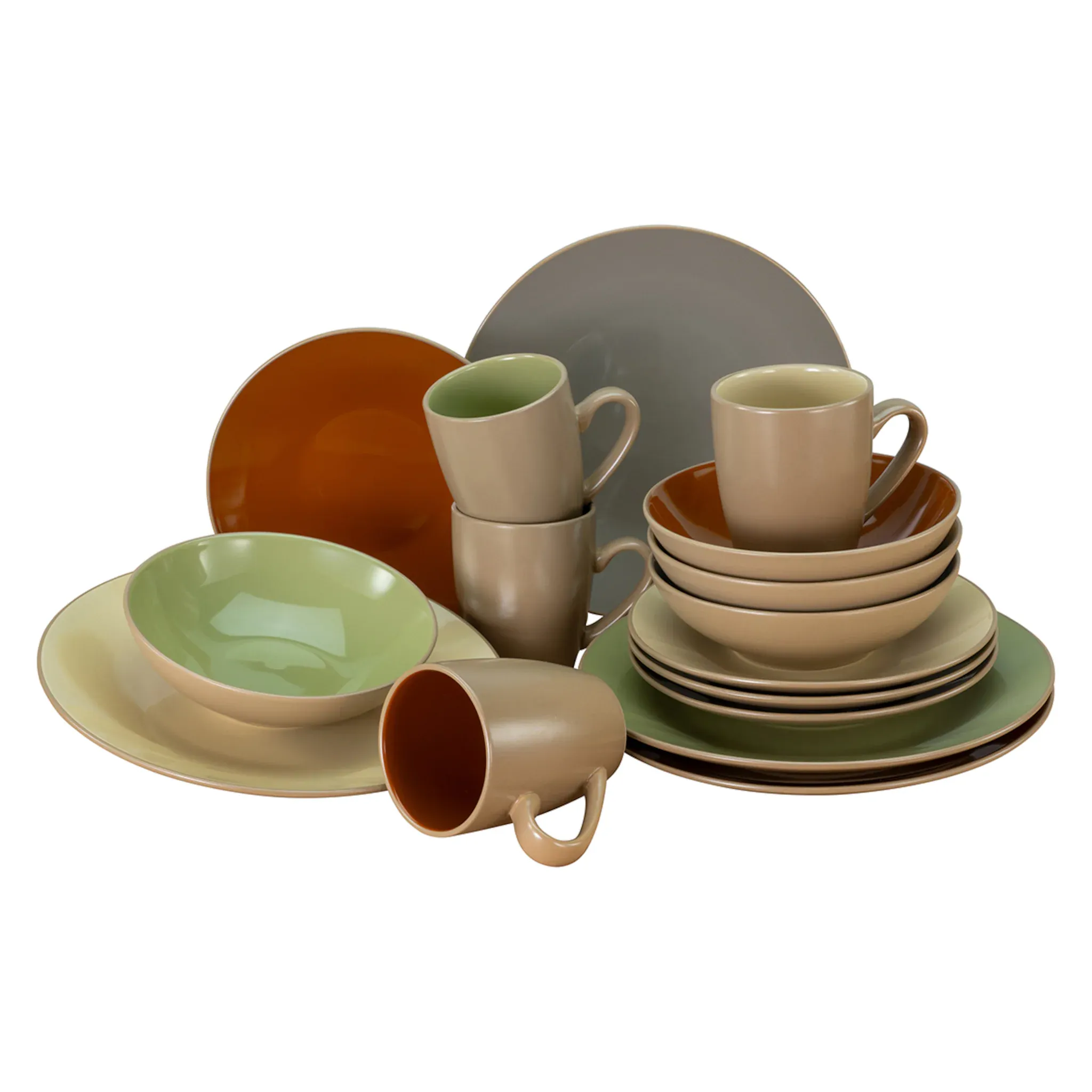 

Комбинированный сервиз CreaTable «Набор посуды «Городские джунгли»» (набор, 16 предметов, кофейный сервиз и обеденный сервиз в наборе, на 4 персоны), сервиз, современная форма купе, 16 предметов, на 4 персоны, цвет bunt