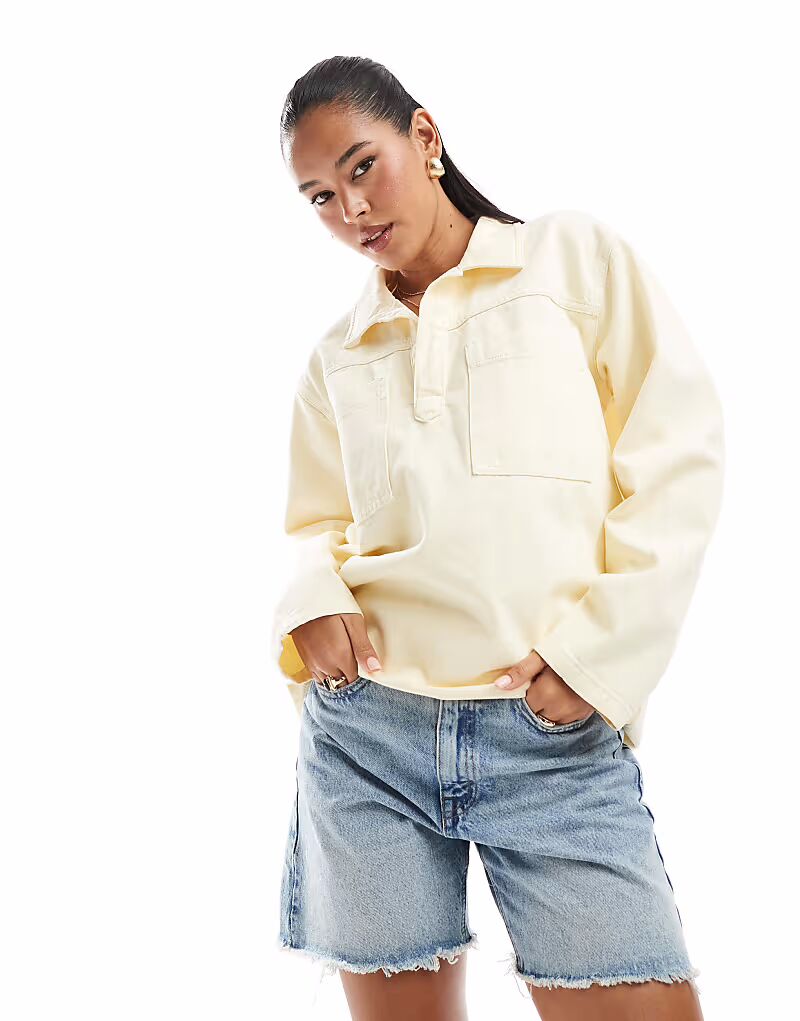 

Джинсовый топ-регби ASOS DESIGN цвета сливочного желтого