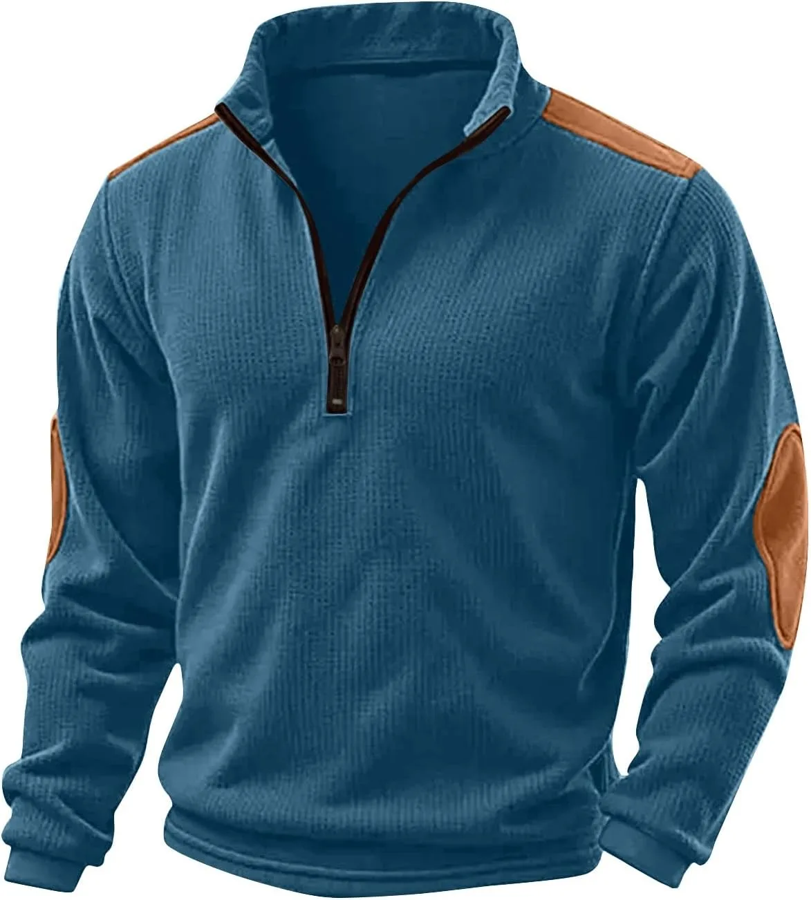 

Толстовка MKLUNJOP Quarter Zip Pullover мужская, Vintage Color Block, с длинным рукавом и воротником-стойкой