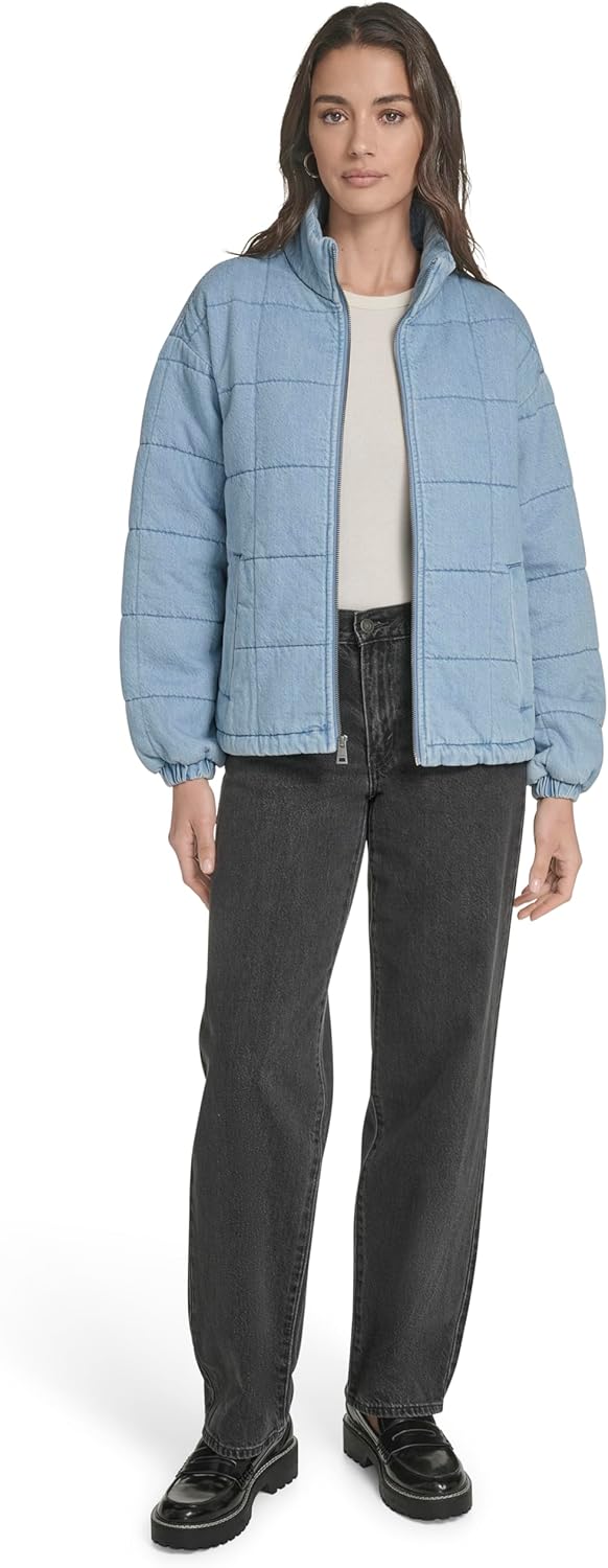 Женская стеганая хлопковая куртка Levi's Box, Light Wash Denim — фото 2