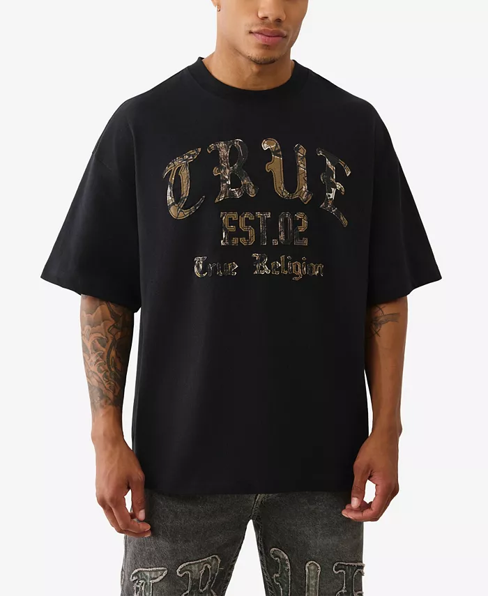 

Мужская футболка с лесным камуфляжем True Religion, черный