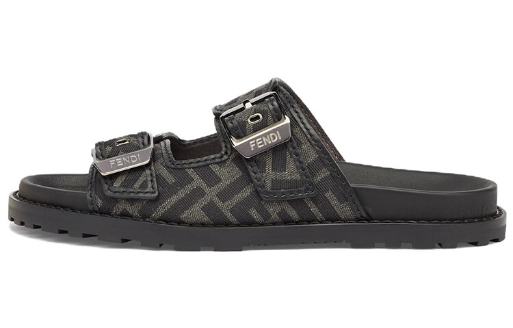Сандалии Fendi с пряжкой и логотипом, черный