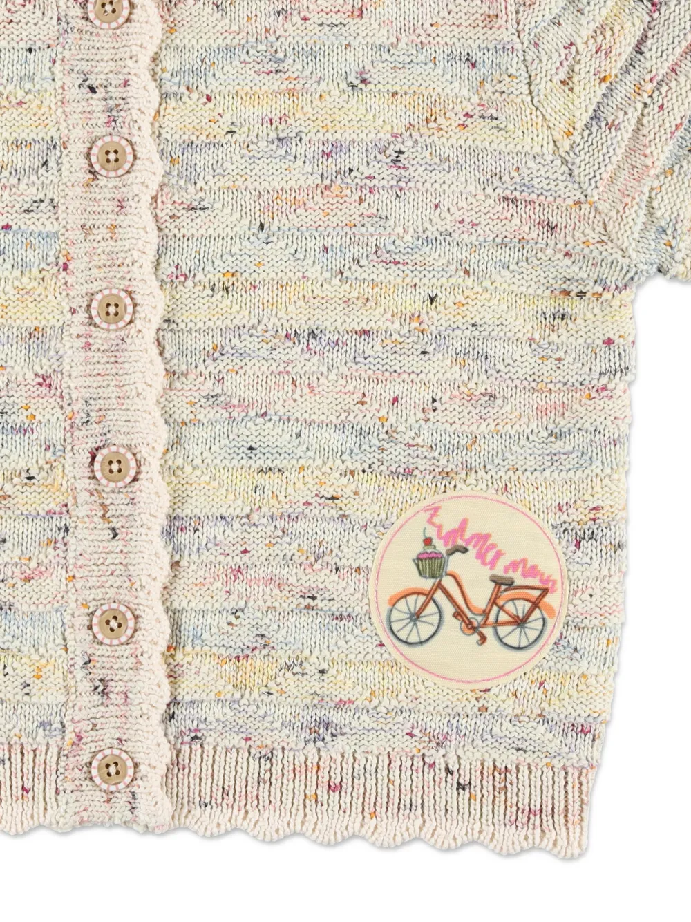 Фактурный кардиган с короткими рукавами ZIMMERMANN Kids, нейтральный — фото 3