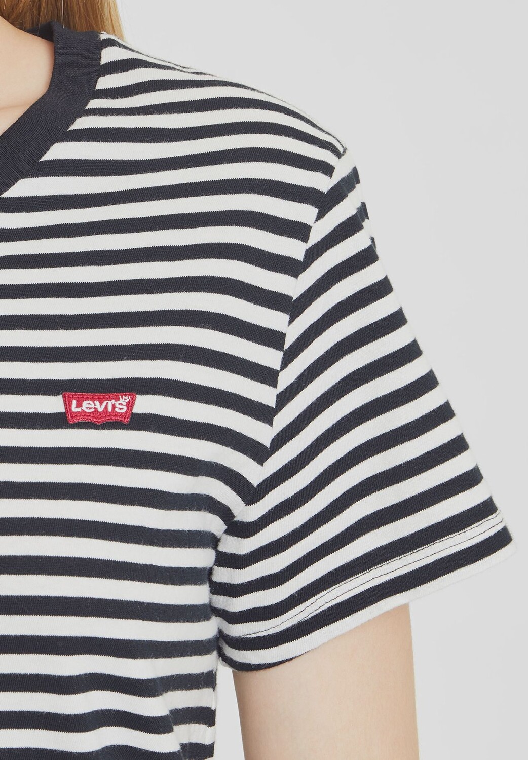 Футболка, полоски, логотип, женская Levi's, темно-серый — фото 4