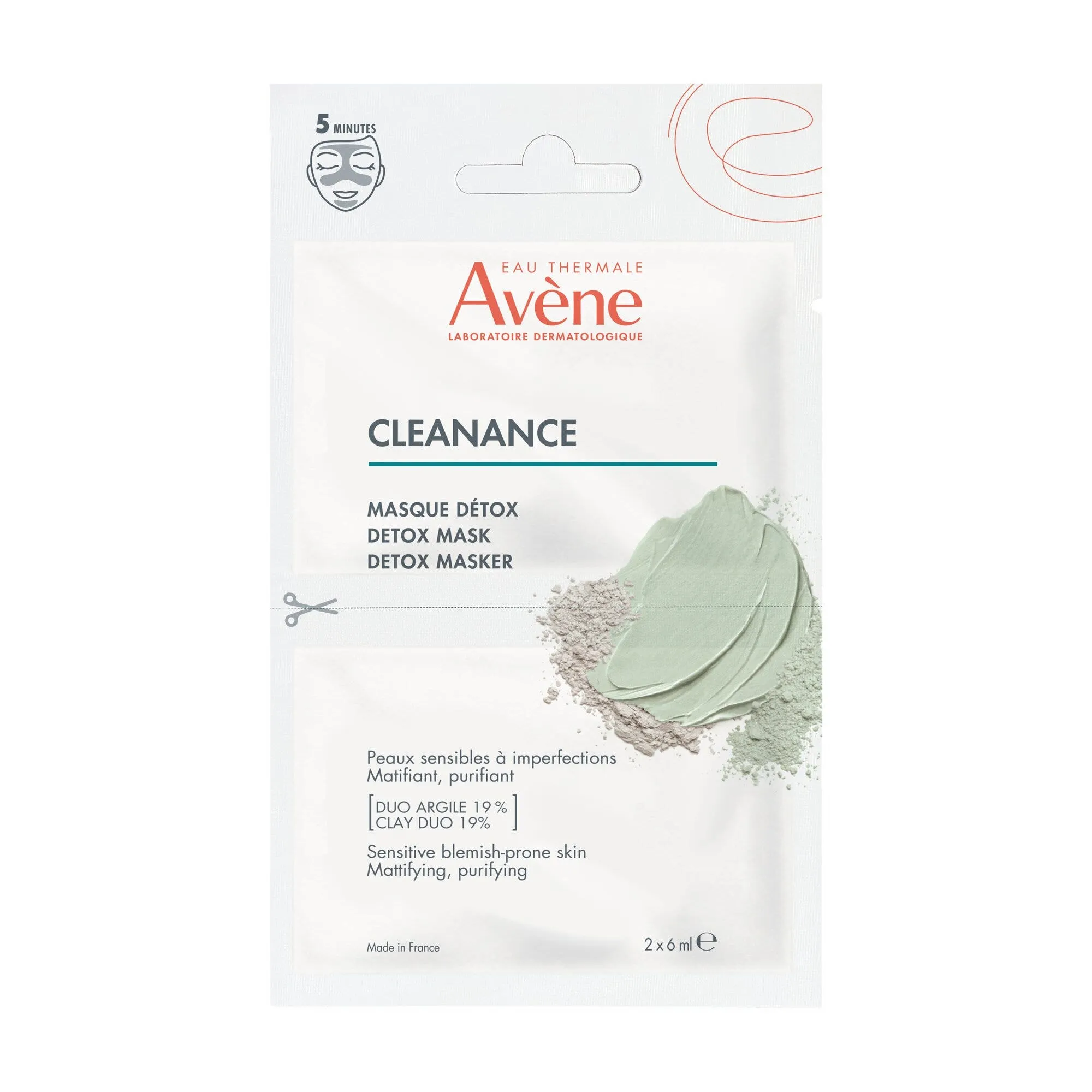 

Детокс-маска Avene Cleanance 2 шт. по 6 мл Очищающая и матирующая
