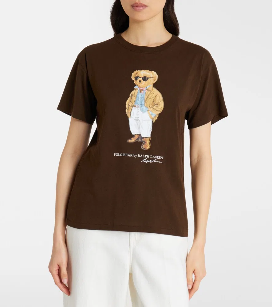 Хлопковая трикотажная футболка Polo Bear Polo Ralph Lauren, коричневый — фото 3