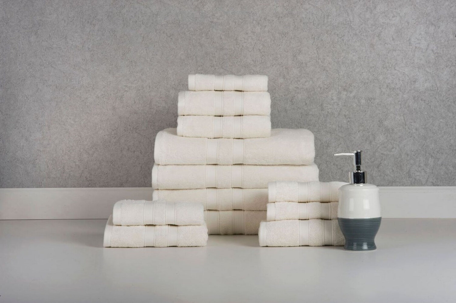 

Bibb Home Набор полотенец из египетского хлопка, 12 предметов, цвет Solid Ivory
