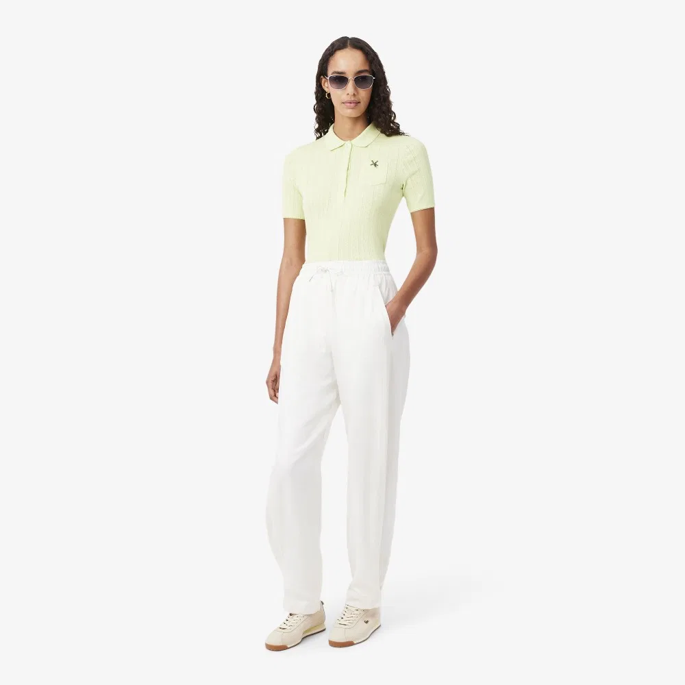 Брюки Lacoste повседневные из смесового льна, офф-уайт