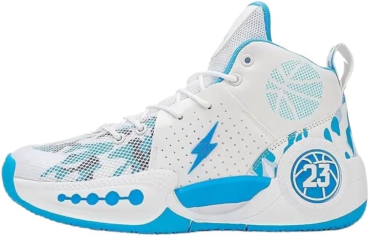 

Мужские высокие баскетбольные кроссовки Clolinde - легкие дышащие спортивные кеды с поддержкой голеностопа и нескользящей подошвой для игры в зале и на улице, небесно-голубой