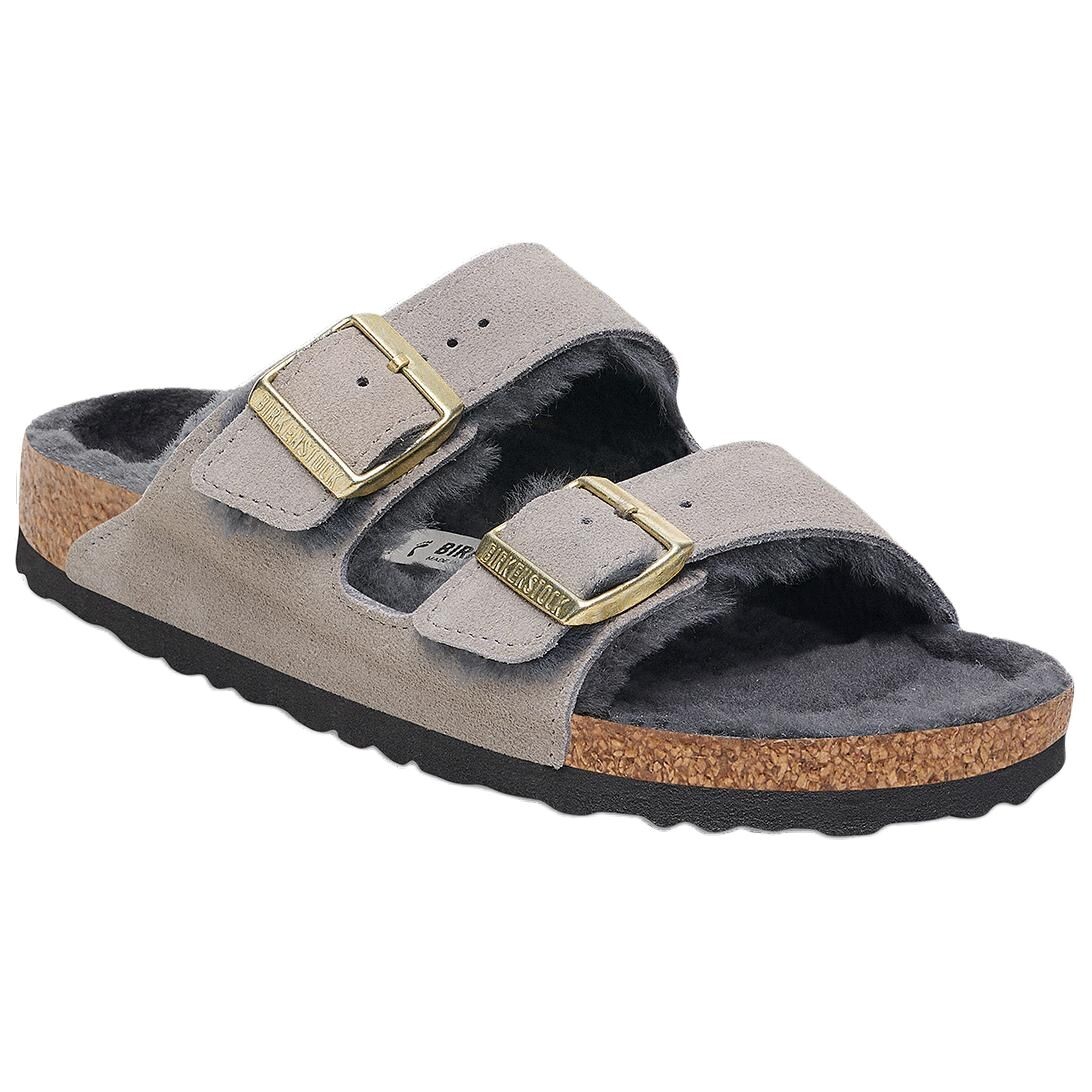 Шлепанцы Arizona Shearling Series женские Birkenstock, цвет Lime Gray — фото 2