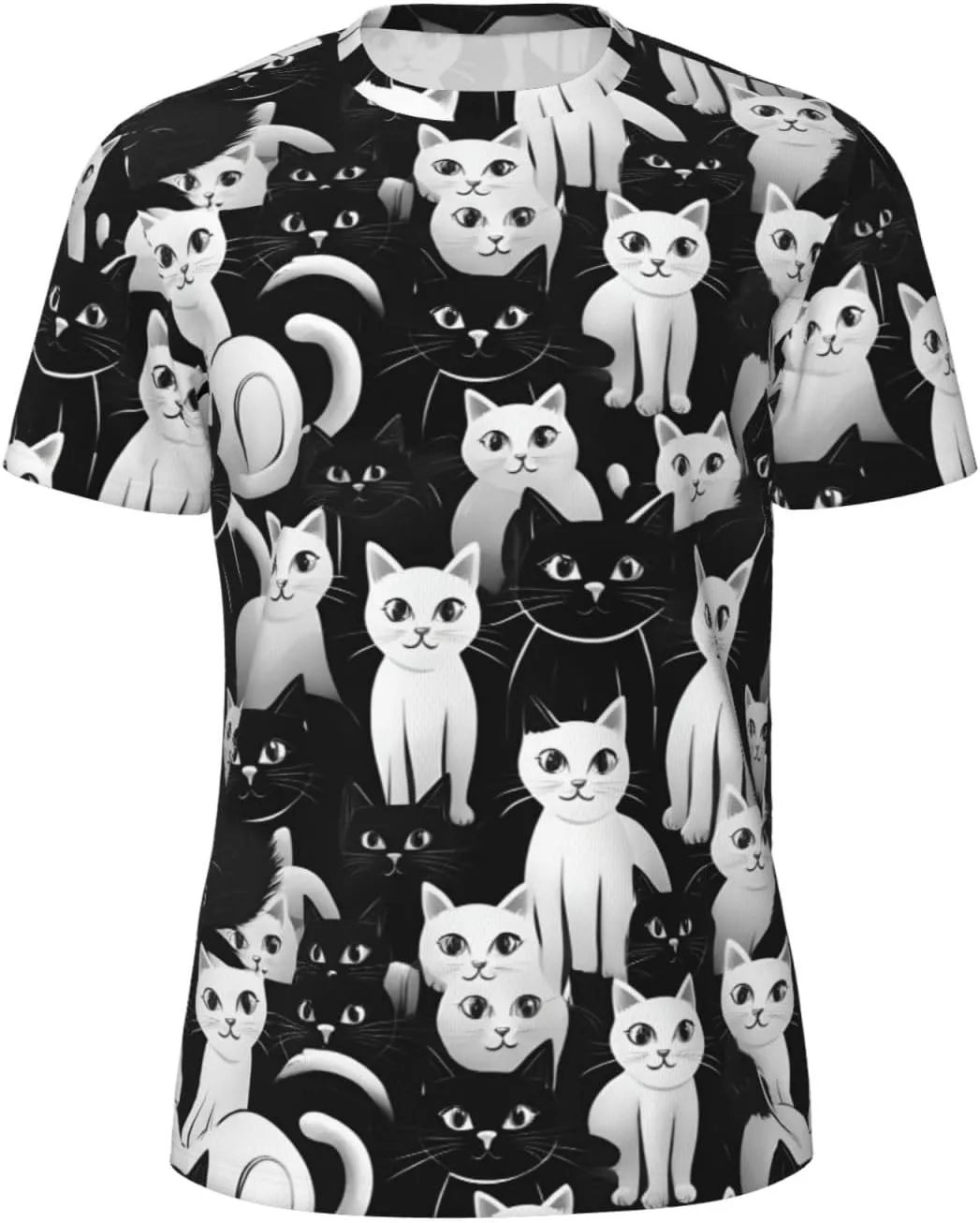 

Футболка мужская летняя с принтом черно-белых кошек, легкая и дышащая SDFHU
