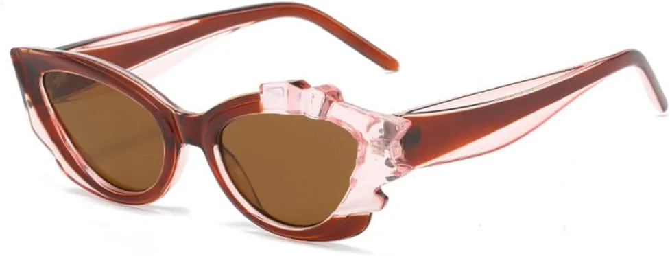 

Модные солнцезащитные очки «кошачий глаз» для женщин, маленькая оправа, оранжевые солнцезащитные очки, женский тренд, защита от ультрафиолета UV400 MTZJH, Brown-brown