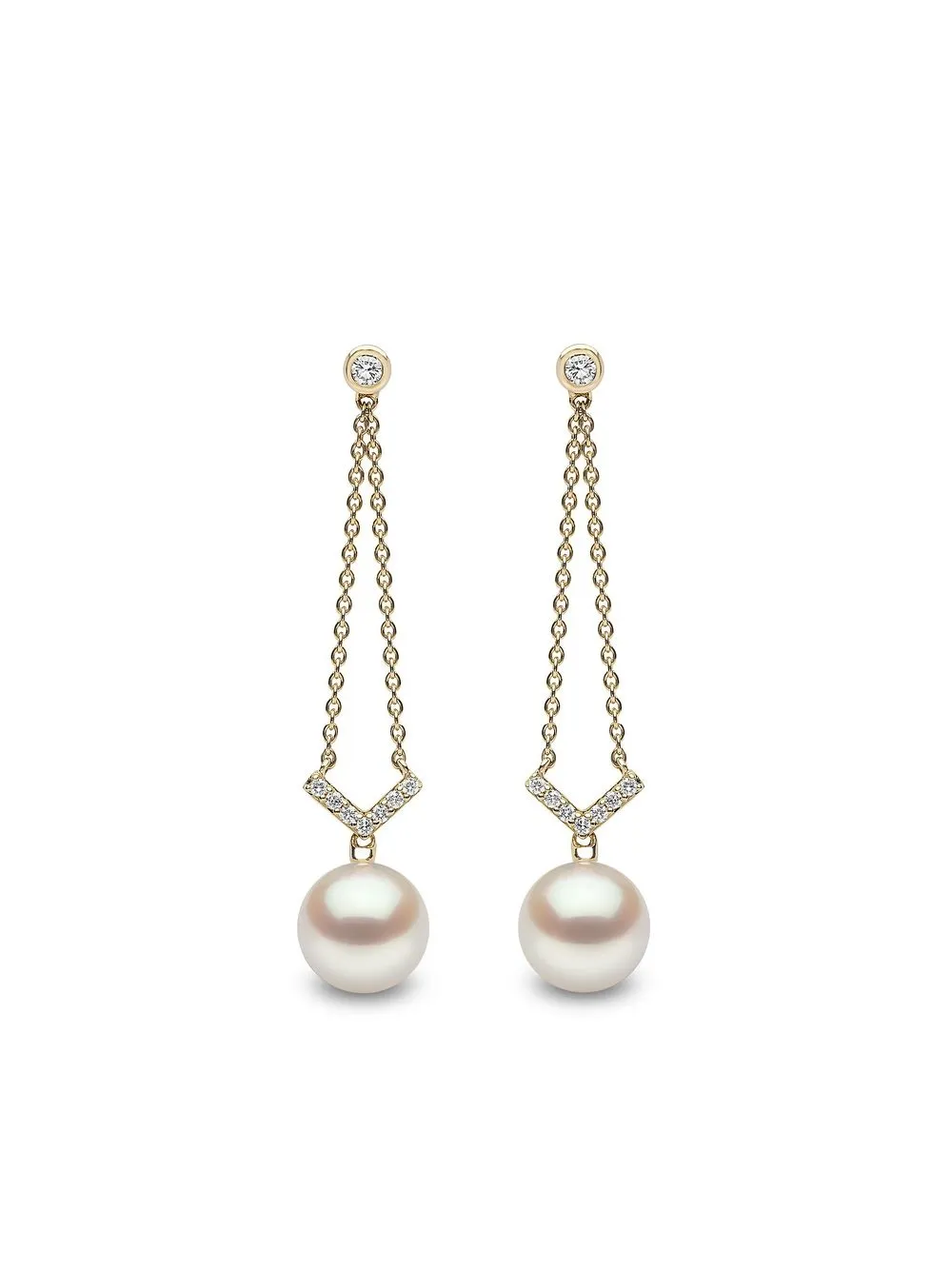 

Серьги-подвески Trend из желтого золота с жемчугом и бриллиантами Yoko London, золотой
