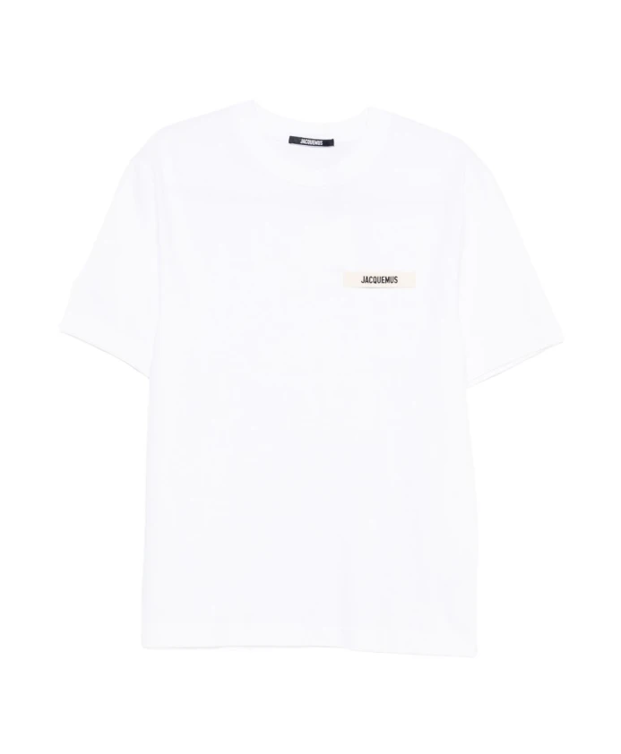 

Белая футболка с нашивкой и логотипом, круглый вырез Jacquemus, белый