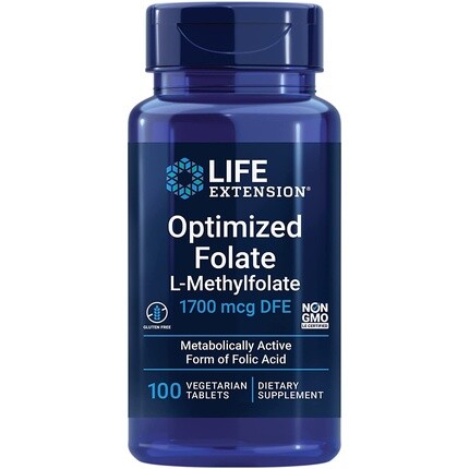 

Life Extension Оптимизированная фолиевая кислота, 1000 мкг, 100 растительных таблеток