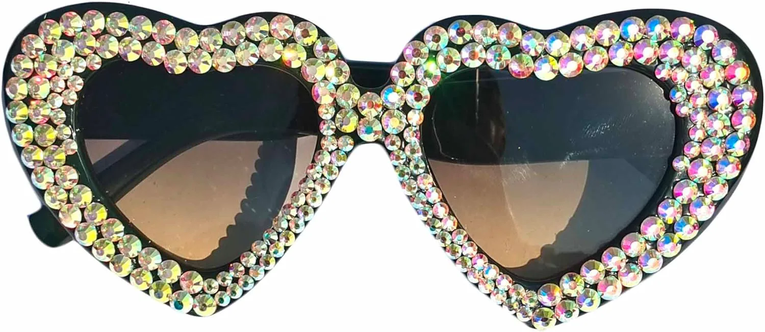 

Солнцезащитные очки Willochra для женщин с сердечками, украшенные драгоценными камнями, модные, блестящие, с бриллиантами, розовые, со стразами, для вечеринки, Green