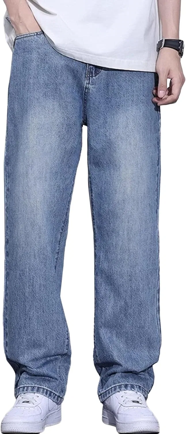 Джинсы широкие, классические, Light Blue