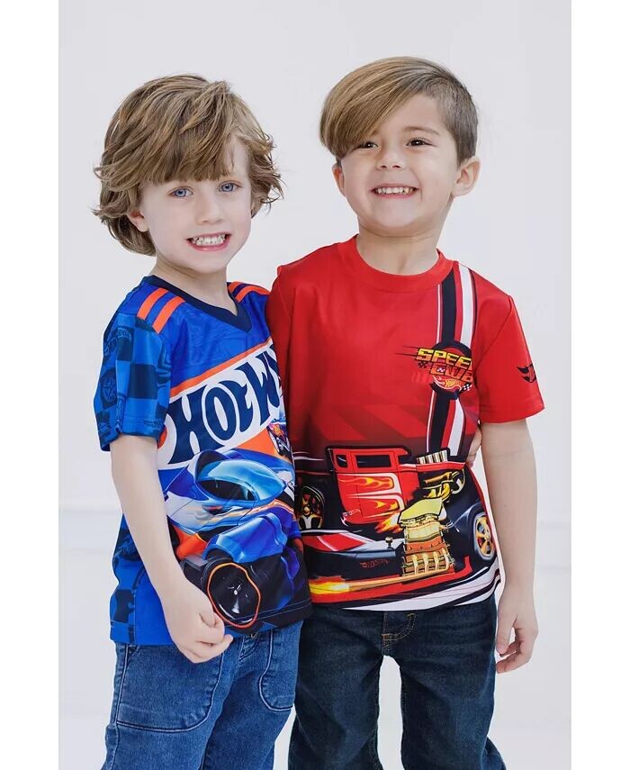 Комплект из 2 спортивных футболок для маленьких мальчиков Hot Wheels, мультиколор — фото 4