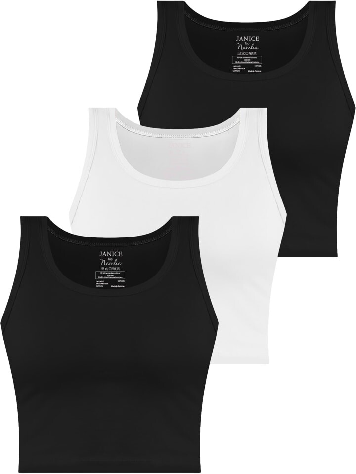 

Топ Janice 3 x Damen crop Namlea, цвет schwarz/weiß/schwarz