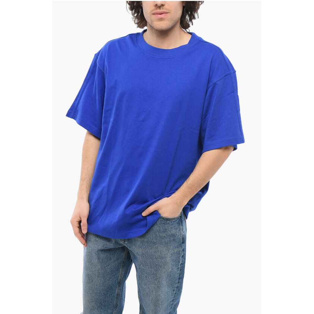 

Футболка из хлопка с круглым вырезом и деталями тон в тон Adidas, Blue
