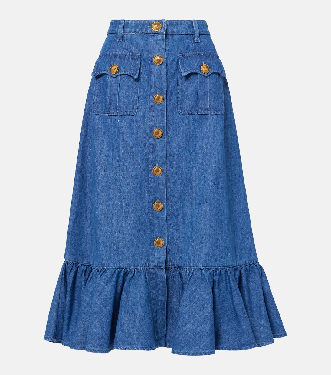

Джинсовая юбка миди Valentino, Medium Blue Denim