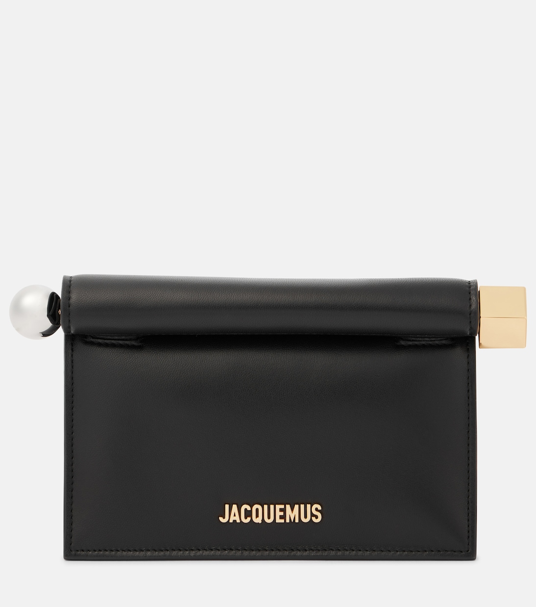 

Маленький клатш Rond Carré из кожи Jacquemus, черный