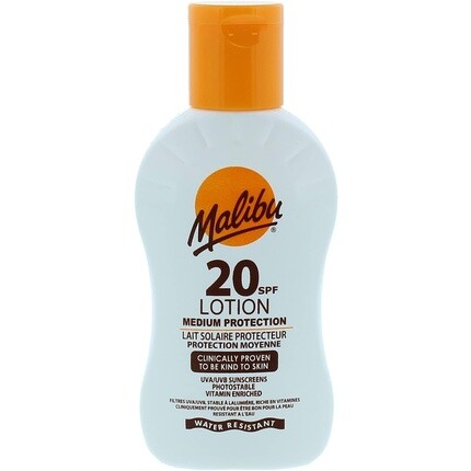 

Malibu Солнцезащитный лосьон Sun Spf 20 со средней степенью защиты, водостойкий, обогащенный витаминами, 100 мл