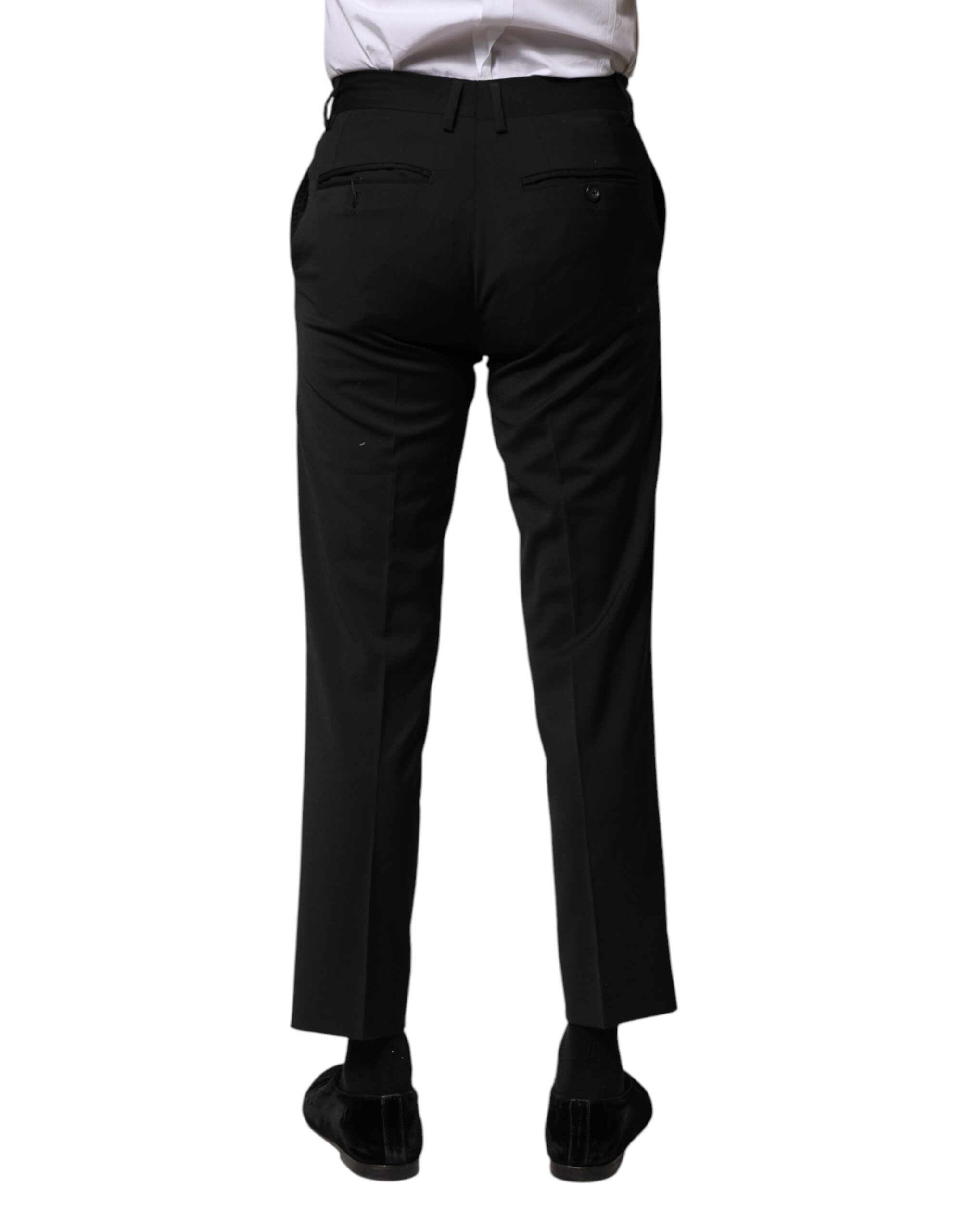 Черные шерстяные формальные мужские укороченные брюки Dolce & Gabbana, Black — фото 3