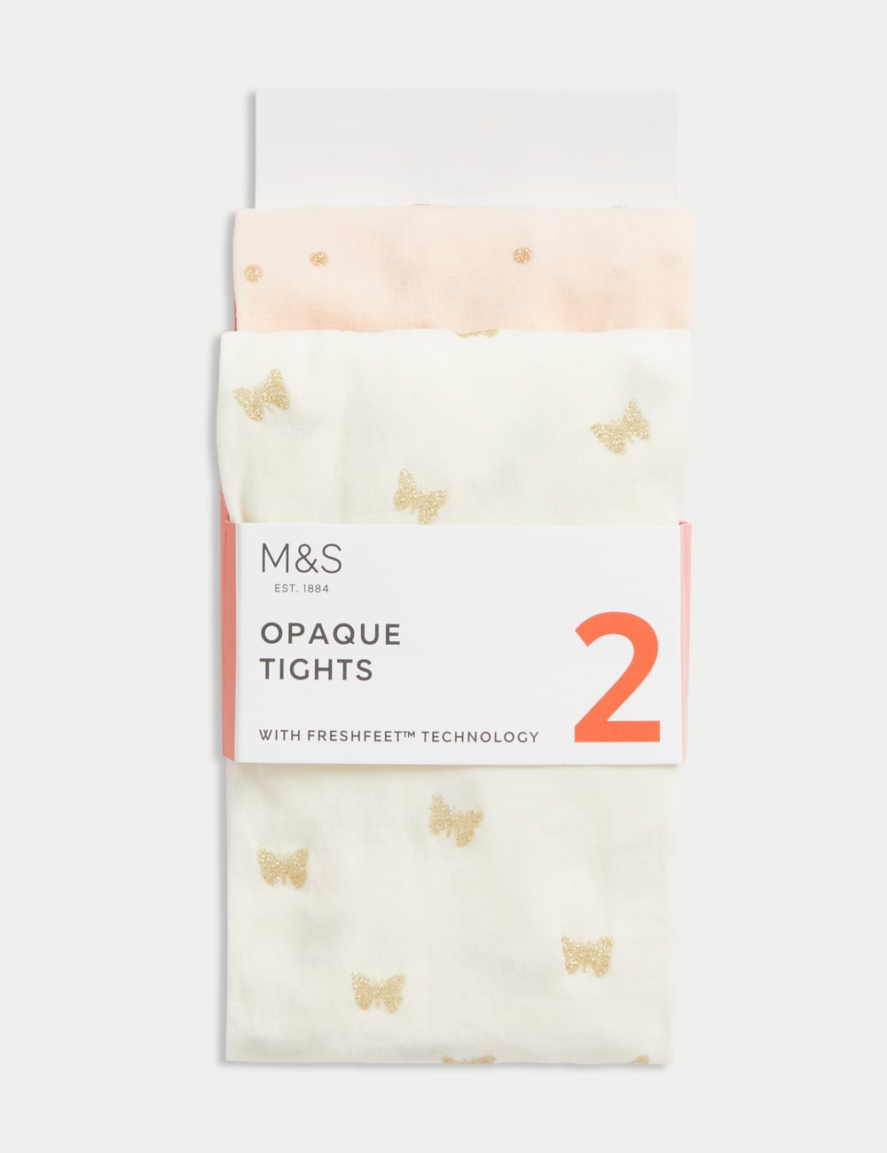 

2 упаковки блестящих колготок с узором 40 денье Marks & Spencer, белый
