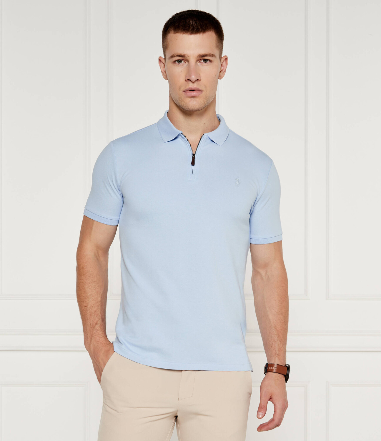 Поло POLO RALPH LAUREN Slim Fit, небесно-голубой — фото 3