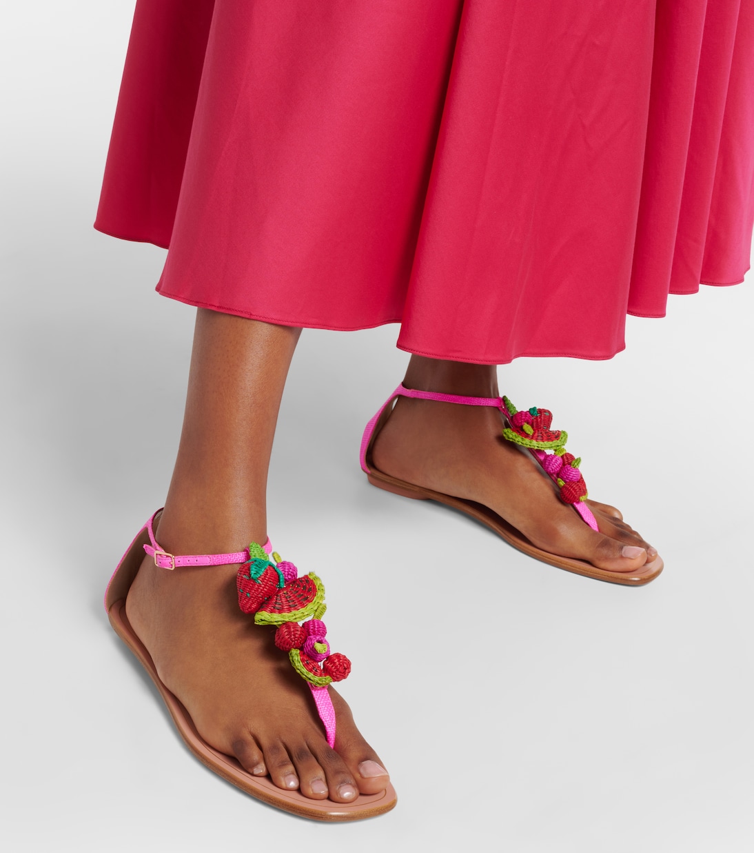 Сандалии Strawberry Punch из рафии Aquazzura, Ultra Pink — фото 4