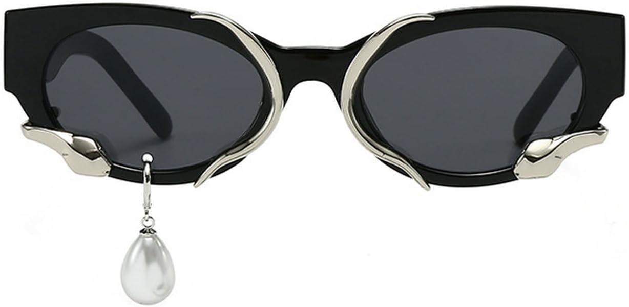 

Винтажные солнцезащитные очки Laureles «кошачий глаз» с жемчужными серьгами, модные черные и серые солнцезащитные очки для женщин и мужчин, защита от ультрафиолета UV400, C1