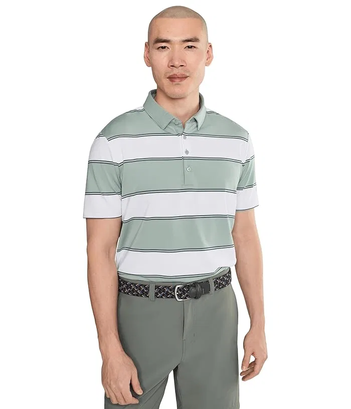 Футболка поло с полосками Ultimate365+ Jumbo Stripe CLIMACOOL Adidas Golf, Wonder Sage/White