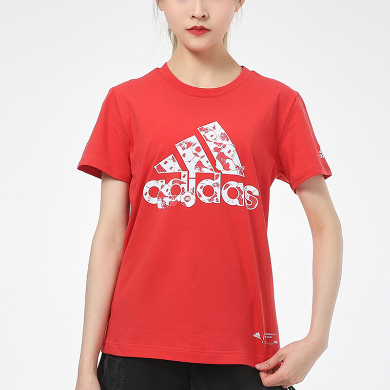 Женская футболка China, красная Adidas — фото 3